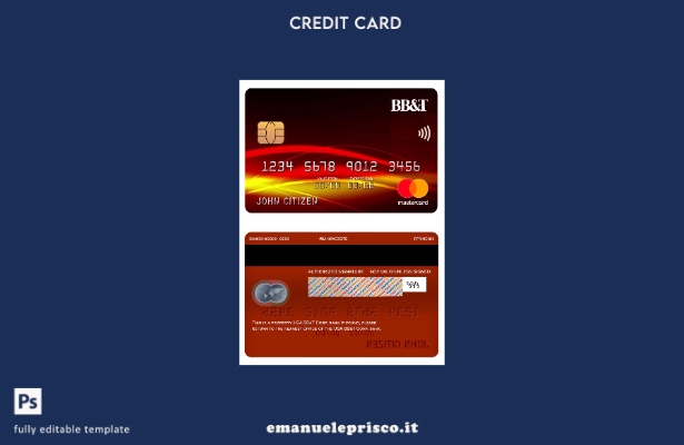 modello di carta mastercard bancaria USA BB&T Corp. in stile verificato